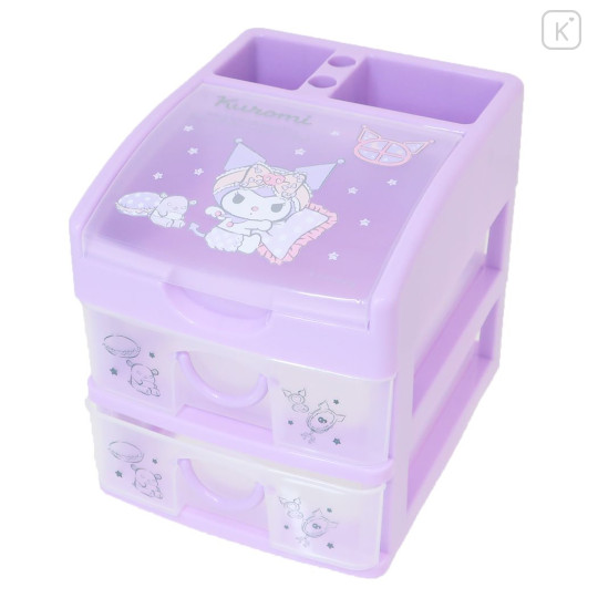 Japan Sanrio Plastic Chest 2 Tier - Kuromi : Good Night - 1