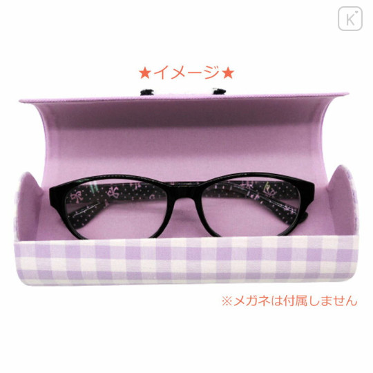 Japan Sanrio Glasses Case - Kuromi / Gingham Purple - 2