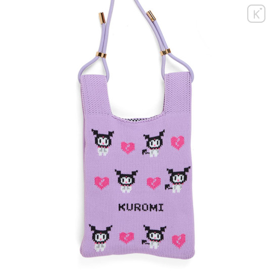 Japan Sanrio Rootote Knit Shoulder Bag - Kuromi / Flyer - 2