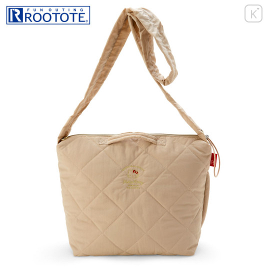 Japan Sanrio Rootote Medium Quilt Bag - Hello Kitty / Beige - 1