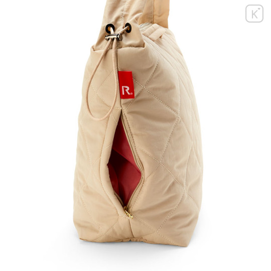 Japan Sanrio Rootote Medium Quilt Bag - Hello Kitty / Beige - 3