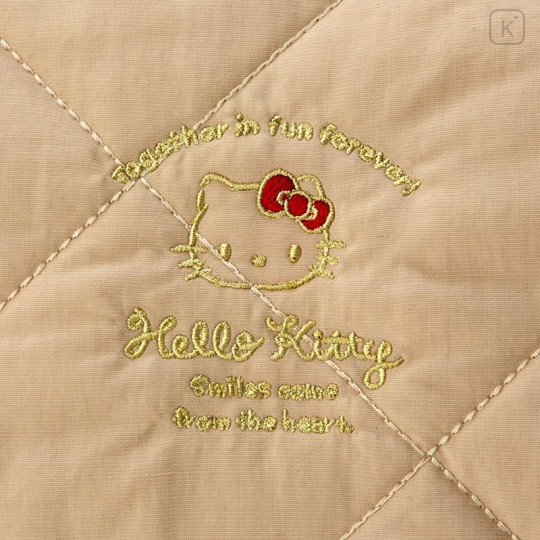 Japan Sanrio Rootote Medium Quilt Bag - Hello Kitty / Beige - 5