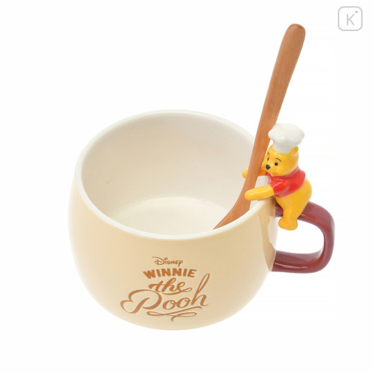 Japan Disney Store Ceramic Soup Mug & Spoon Set - Chef Pooh : Nokkari Figure - 1