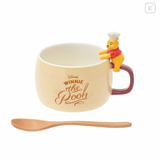 Japan Disney Store Ceramic Soup Mug & Spoon Set - Chef Pooh : Nokkari Figure - 2