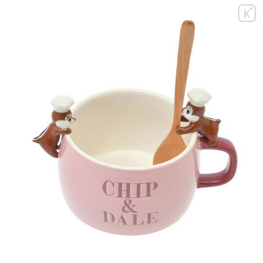 Japan Disney Store Ceramic Soup Mug & Spoon Set - Chef Chip & Dale : Nokkari Figure - 1