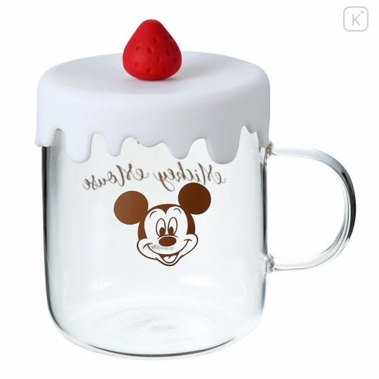 Japan Disney Store Glass Mug - Mickey Mouse : Cake Style Lid - 1