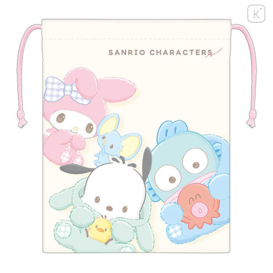 Japan Sanrio Drawstring Pouch - Hangyodon & My Melody & Pochacco / Latte Bear Baby - 1