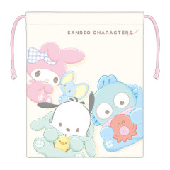 Japan Sanrio Drawstring Pouch - Hangyodon & My Melody & Pochacco / Latte Bear Baby