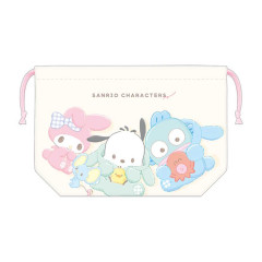 Japan Sanrio Drawstring Pouch / Lunch Bag - Hangyodon & My Melody & Pochacco / Latte Bear Baby