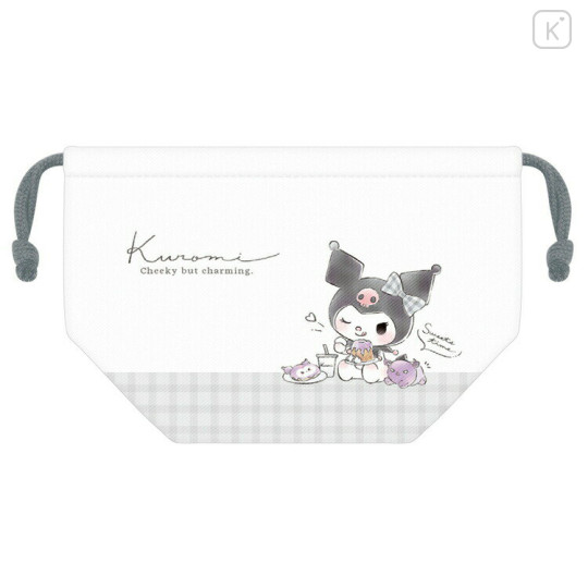 Japan Sanrio Drawstring Pouch / Lunch Bag - Kuromi / Sweets Time - 1