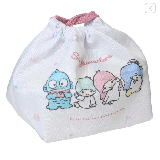 Japan Sanrio Drawstring Pouch / Lunch Bag - Characters / White & Pink - 2