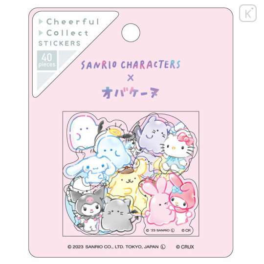 Japan Sanrio × Obakenu Clear Sticker Set - Characters / Pink - 1