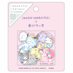 Japan Sanrio × Obakenu Clear Sticker Set - Characters / Pink