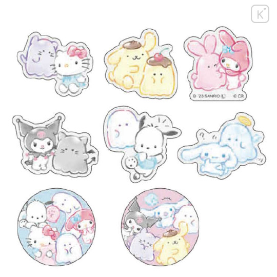 Japan Sanrio × Obakenu Cheerful Collect Stickers - Characters / Pink - 2