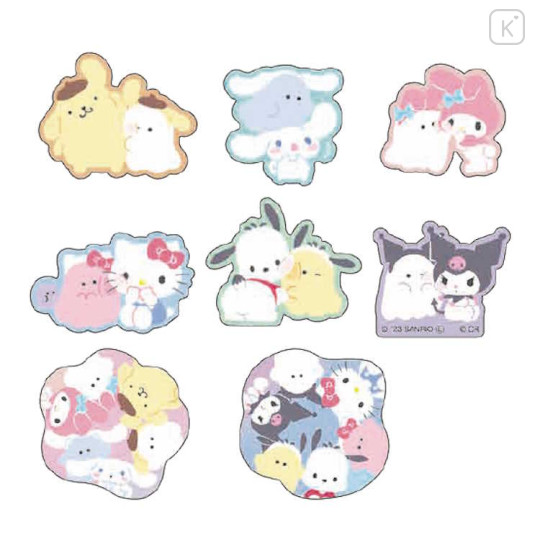 Japan Sanrio × Obakenu Clear Sticker Set - Characters / Blue - 2