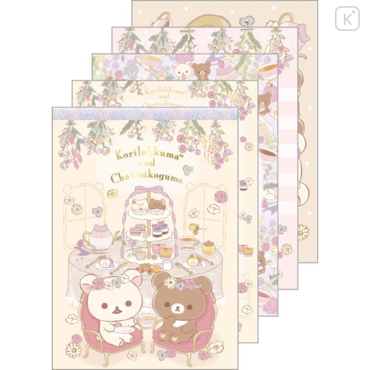 Japan San-X A6 Notepad - Rilakkuma / Korikogu Flower Tea Time A - 1