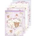 Japan San-X A6 Notepad - Rilakkuma / Korikogu Flower Tea Time B - 1