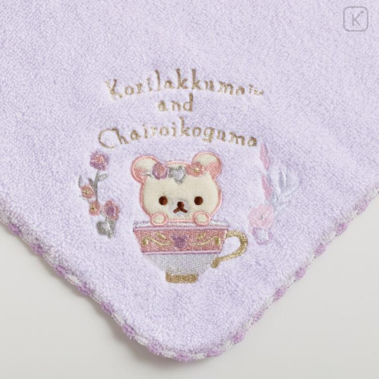 Japan San-X Mini Towel - Rilakkuma / Korikogu Flower Tea Time Korilakkuma - 2