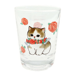 Japan Mofusand Mini Glass Tumbler - Cat / Rose