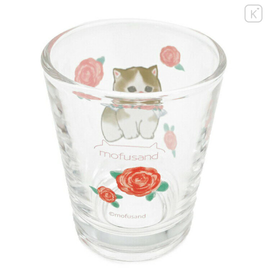 Japan Mofusand Mini Glass Tumbler - Cat / Rose - 2