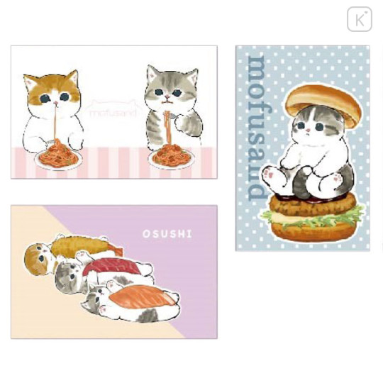 Japan Mofusand Mini Card Set - Cat / Hamburger Spaghetti Sushi - 1