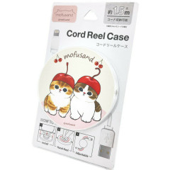 Japan Mofusand Cord Reel Case - Cat / Cherry