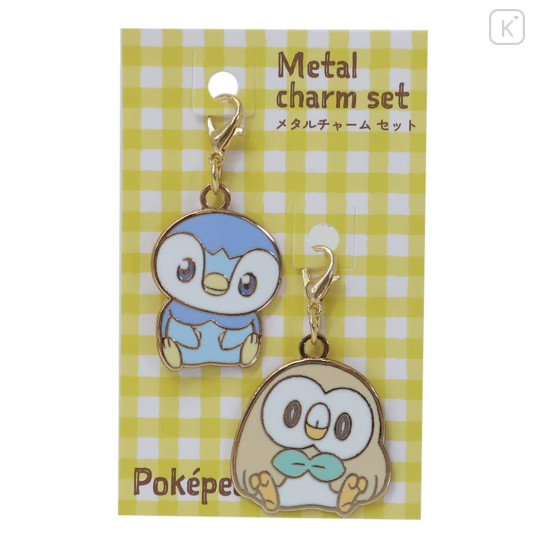 Japan Pokemon Metal Charm Set - Piplup & Rowlet / Pokepeace - 1