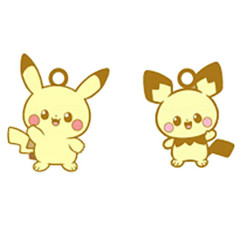 Japan Pokemon Metal Charm Set - Pikachu & Pichu / Pokepeace