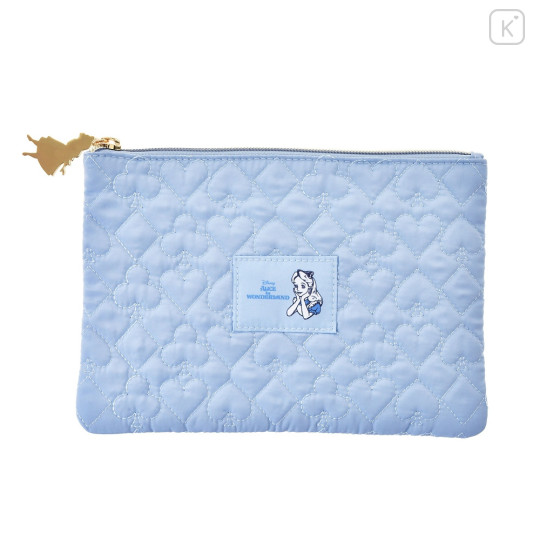 Japan Disney Store Flat Pouch - Alice in Wonderland : Blue Quilted - 1