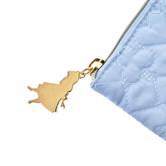 Japan Disney Store Flat Pouch - Alice in Wonderland : Blue Quilted - 4
