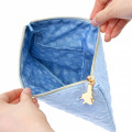 Japan Disney Store Flat Pouch - Alice in Wonderland : Blue Quilted - 6