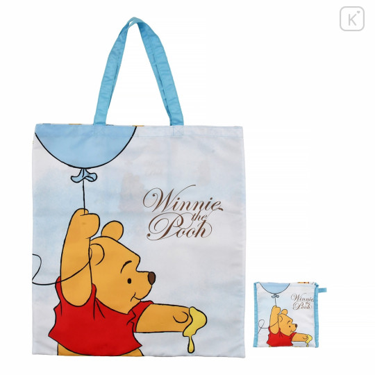 Japan Disney Store Eco Shopping Bag - Winnie The Pooh / Light Blue Balloon - 1