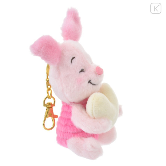 Japan Disney Store Fluffy Plush Keychain - Piglet / Smiley Heart - 3