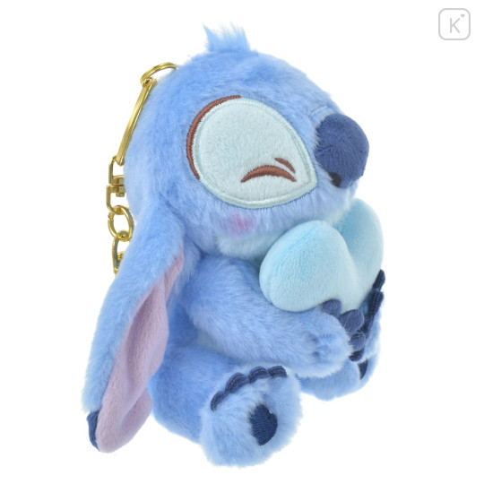 Japan Disney Store Fluffy Plush Keychain - Stitch : Smiley Heart - 3