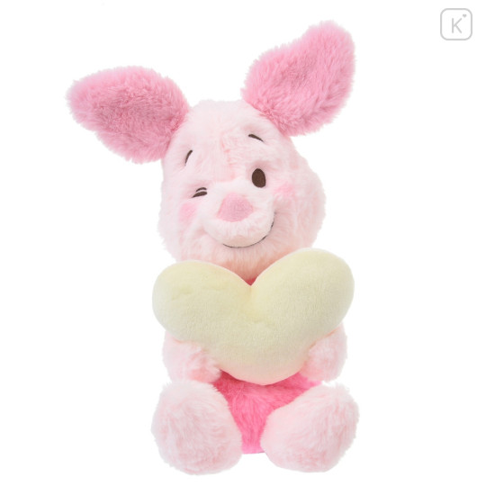 Japan Disney Store Fluffy Plush - Piglet / Smiley Heart - 1