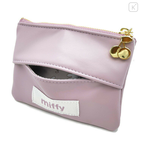 Japan Miffy Flat Pouch with Tissue Case - Light Purple - 2