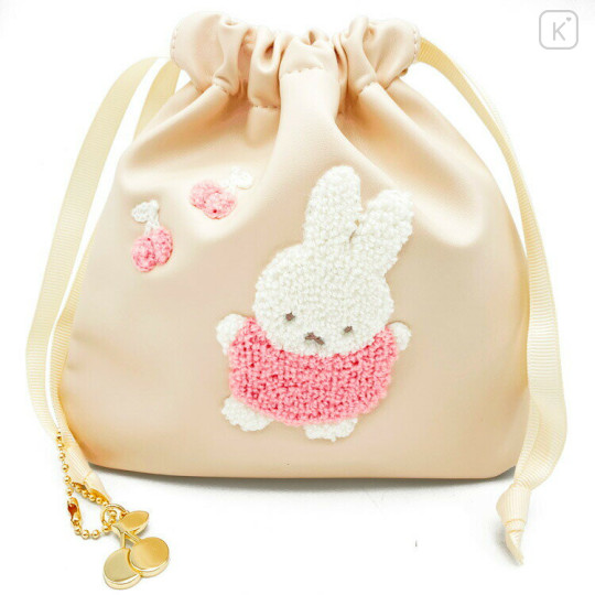 Japan Miffy Embroidery Drawstring Bag - Beige - 1