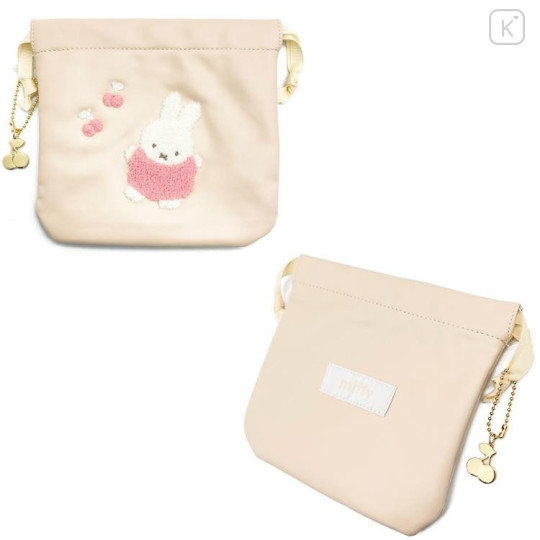 Japan Miffy Embroidery Drawstring Bag - Beige - 4