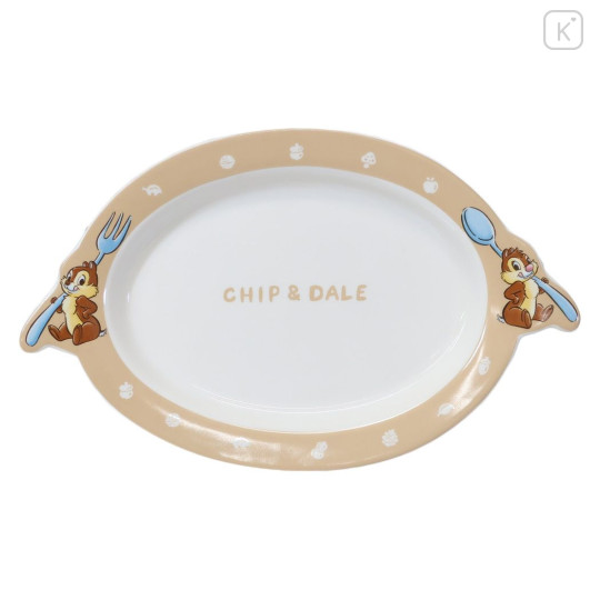 Japan Disney Porcelain Pasta Plate - Chip & Dale / Light Brown - 1