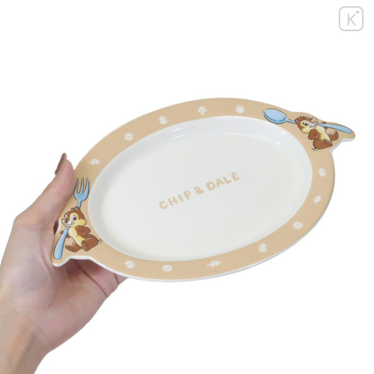 Japan Disney Porcelain Pasta Plate - Chip & Dale / Light Brown - 2