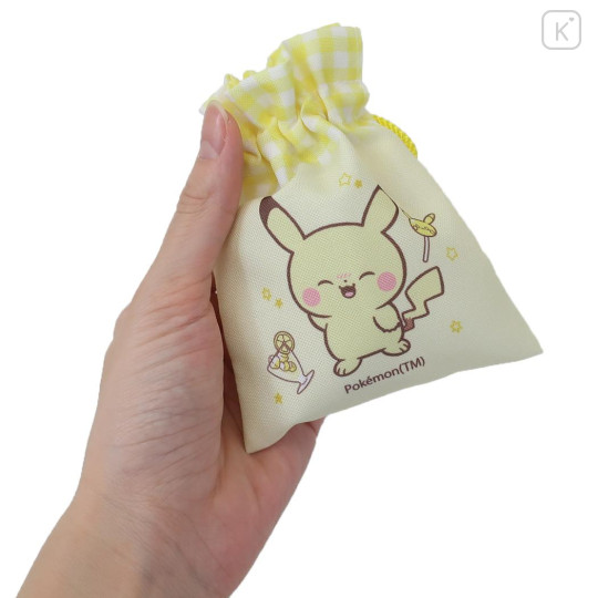 Japan Pokemon Mini Drawstring Bag - Pichu / Pokepeace Light Yellow - 2