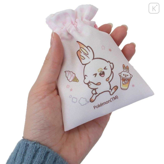 Japan Pokemon Mini Drawstring Bag - Scorbunny / Pokepeace - 2