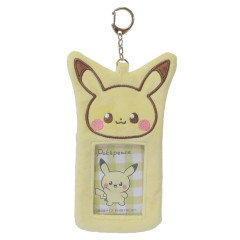 Japan Pokemon Photo Holder Card Case Keychain - Pikachu / Fluffy Yellow / Enjoy Idol
