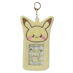 Japan Pokemon Photo Holder Card Case Keychain - Pikachu / Pokepeace Fluffy Yellow Enjoy Idol