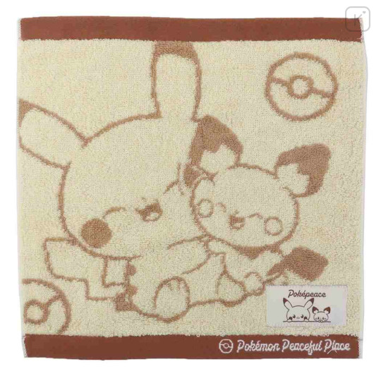 Japan Pokemon Jacquard Towel Handkerchief - Pichu & Pikachu / Pokepeace - 1