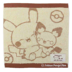 Japan Pokemon Jacquard Towel Handkerchief - Pichu & Pikachu / Pokepeace
