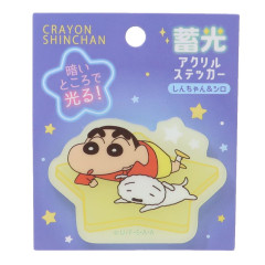 Japan Crayon Shin-chan Luminous Acrylic Sticker - Shiro & Star