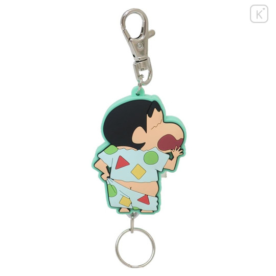 Japan Crayon Shin-chan Rubber Reel Key Chain - Pajama - 1