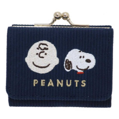 Japan Peanuts Tri-Fold Wallet & Coin Case - Snoopy & Charlie / Navy Marimo