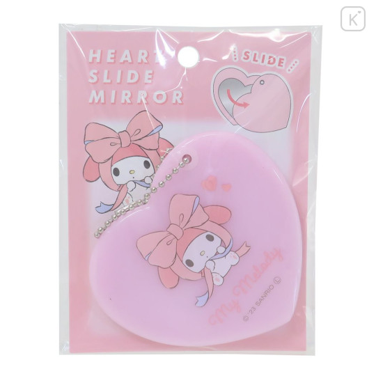 Japan Sanrio Slide Mirror Keychain - My Melody / Heart Pink - 1